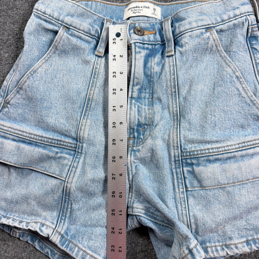 Abercrombie & Fitch The Dad Short Women 26 Light Blue High Rise Utility Denim - Picture 12 of 14
